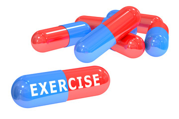exercise pills concept, 3D rendering