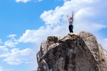 Woman on the mountain top