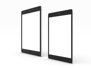 Tablet computer and mini tab with white blank screen