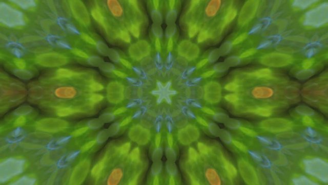 Amazing abstract kaleidoscopic colored pattern with six ray star structure. Excellent animated floral background for design in full HD. Adorable hypnotic visuals for wonderful decorative intro.