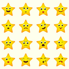 Emoji stars icons set.