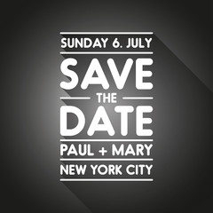 Typographic black wedding announcement - Save the date