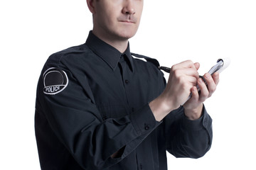 policeman writing penalties