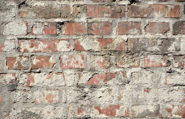 Old brick wall with harsh surface as background