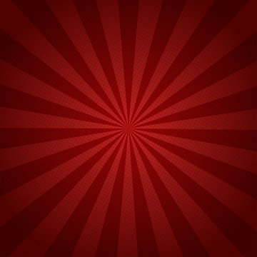 Red Rays Retro Background With Halftones Stylish