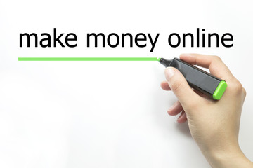 MAKE MONEY ONLINE hand writing with marker on white background