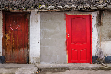 doors of houses in an old town in Shanghai
