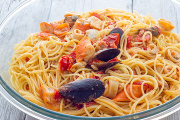Spaghetti with seafood