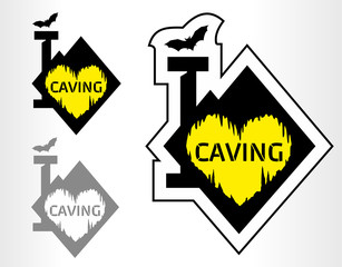 vector caving emblem labels with cave. I love caving.