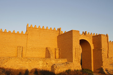 Walls of ancient Babylon in Iraq.