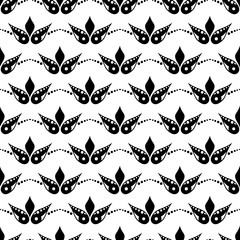 Vector black and white background with decorative ornamental flowers. Series of Floral and Decorative Seamless Patterns.