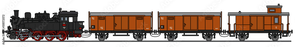 Wall mural Vintage steam train / Hand drawing, vector illustration