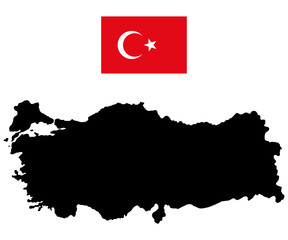 Map of Turkey and the official flag