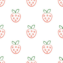 Seamless vector patterns with strawberry. Series of Fruits and Vegetables Seamless Patterns