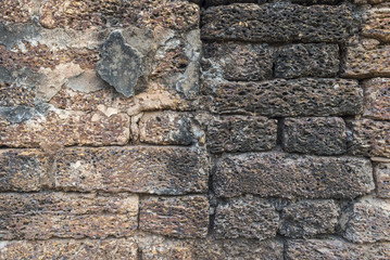 Old brick wall of ancient temple vintage style 