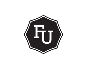 FU retro initial monogram letter logo. vintage label typography.