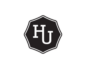 HU retro initial monogram letter logo. vintage label typography.