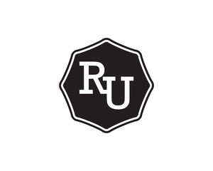 RU retro initial monogram letter logo. vintage label typography.