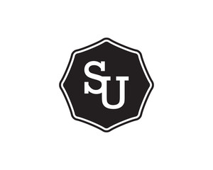 SU retro initial monogram letter logo. vintage label typography.