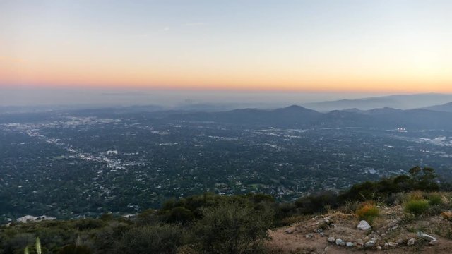 Los Angeles and Pasadena sunset to night Echo Mountain view time lapse.