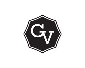 GV retro initial monogram letter logo. vintage label typography.