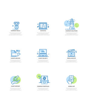 Website design elements: Set of business concept icons for company and personal portfolio