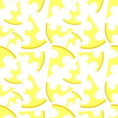 Seamless vector pattern with cheese on the white background. Series of Food and Drink Seamless Patterns.