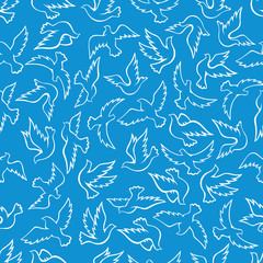 Flying dove birds seamless pattern