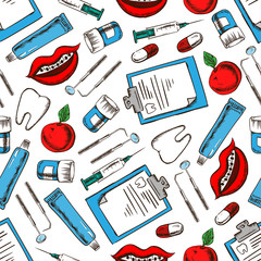 Dentistry and hygiene seamless pattern