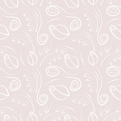 Seamless vector floral pattern. Decorative ornamental pink background with flowers, leaves and decorative elements. Series of Floral Seamless Patterns