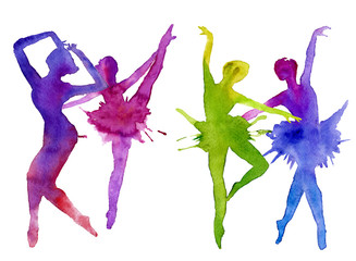 ballerina. dancer. isolated. color.watercolor