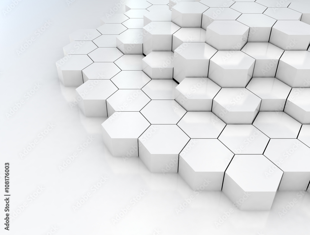 Wall mural hexagonal abstract 3d background