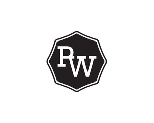 PW retro initial monogram letter logo. vintage label typography.