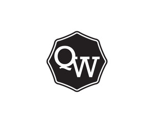 QW retro initial monogram letter logo. vintage label typography.