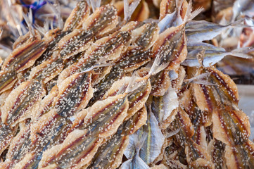 dried fish pile at market