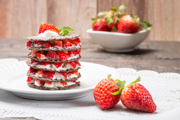 Strawberries desert with cream