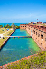 The crystal clear waters of the Gulf of Mexico surround Civil War Historic Fort Jefferson in the Dry Tortugas