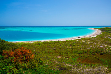 The crystal clear waters of the Gulf of Mexico surround Civil War Historic Fort Jefferson in the Dry Tortugas