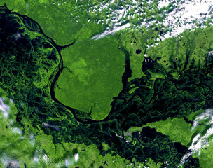 Ob river (spring) from Landsat satellite. Elements of this image furnished by NASA. © voran