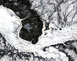 Abwaschbare Fototapete Ob river (winter) from Landsat satellite. Elements of this image furnished by NASA. © voran