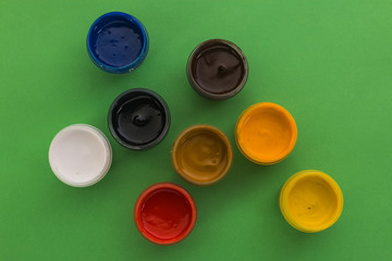 gouache on a green background