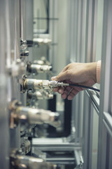 RF Connector for broadcasting with hand holding.