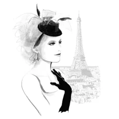 Poster Jonge mooie mannequin in Parijs © Isaxar