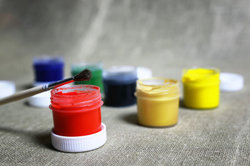 set of paint cans