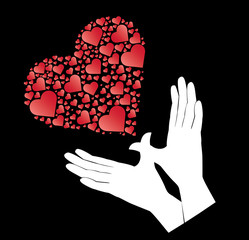 hands holding heart of love sign