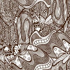 Naklejka premium Seamless abstract hand-drawn pattern.