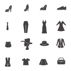 Fashion and Shopping vector icon set with gray
