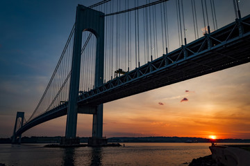 Fototapeta na wymiar The bridge connecting Brooklyn to Staten Island named Verrazano