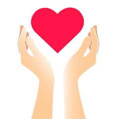 hands holding heart of love sign