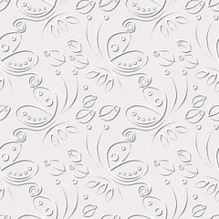 Fototapeta na wymiar Seamless floral vector pattern with insect. Decorative gray background with butterflies, roses and decorative elements . Series of Animals and Insects Seamless Patterns.